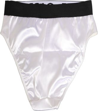 Dolce & Gabbana White Satin High-Waist Brief Logo Women Underwear Acetate Elastane Nylon Clothing