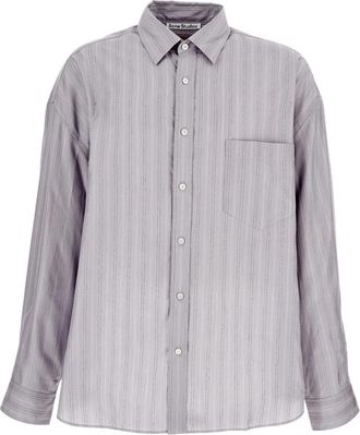 Acne Studios Casual Shirts - Heren - Casual Overhemden - Grijs - M - Katoen - Overhemden