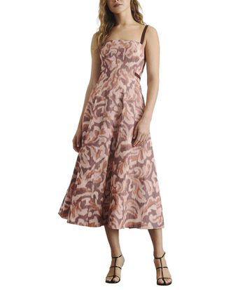 Tanya Taylor Tavia Linen-Blend Midi Dress