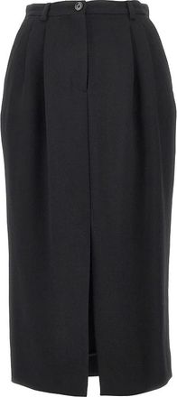 Dolce & Gabbana Falda midi recta de lana virgen - Skirts - Mujer - Negro - M