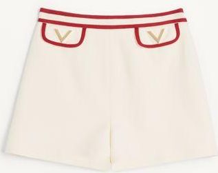 Valentino Crepe Couture Shorts Woman IVORY/RED 36