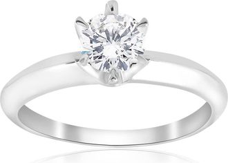 Pompeii3 1/2ct Diamond Solitaire Engagement Ring 14K White Gold Size Selectable
