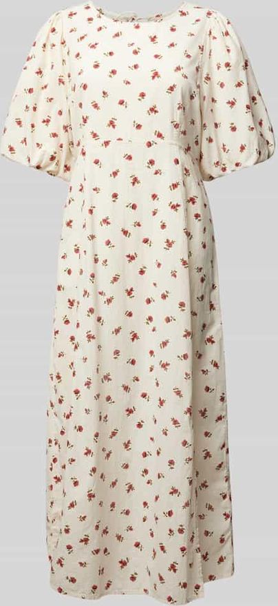 Midikleid mit Puff&auml;rmeln Modell ROSEY in Offwhite, Gr&ouml;&szlig;e 38