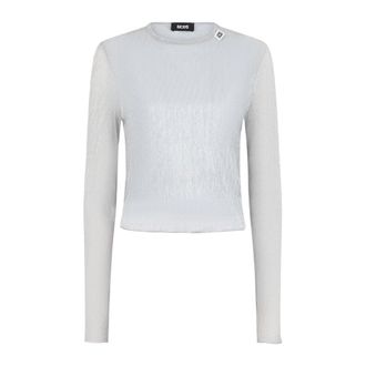 GCDS Rouches Long Sleeves Top - Dames - Longsleeves - Grijs - S - Polyester - Tops