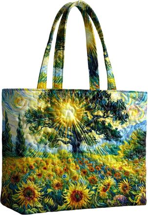 Generic Quilted Tote Bag for Women, Oil Painting, Vintage Lightweight Fashion Large Shoulder Hobo Tote Handbag, for W Abstract Tree
