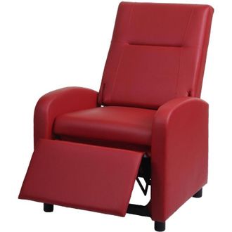 Hhg Poltrona relax reclinabile tv 660 regolabile ecopelle 75x70x99cm rosso