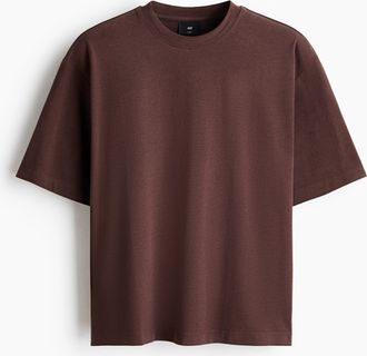 H&M Kastiges T-Shirt in Loose Fit - Dunkelbraun