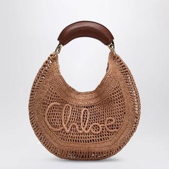 Chlo&eacute; Borsa Hobo Summer Banana in rafia beige