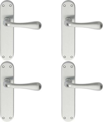 Loops 4x PAIR Smooth Round Bar Handle on Latch Backplate 185 x 40mm Satin Chrome