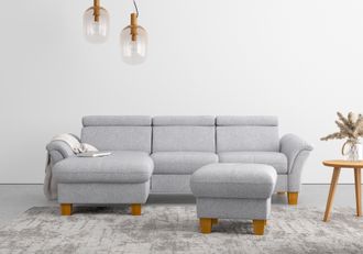 HOME AFFAIRE Ecksofa »Lindgren L-Form« wahlweise mit Bett mit klappbaren Rollen, Kasten und Kopfverstellung