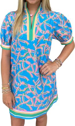 Jade Yoga Pastel Palate Collard Dress In Blue