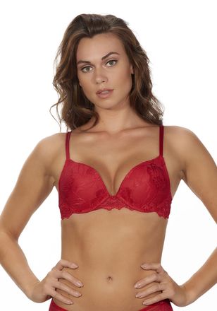 After Eden Push-up-BH AFTER EDEN ANNA, Damen, Gr. 70, Cup D, rot, Spitze, Obermaterial: 85% Polyamid, 15% Elasthan, unifarben, comfort fit, BHs Push-up-BH, mit S