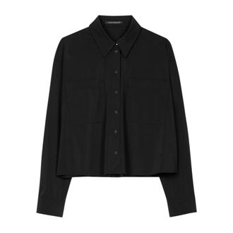 Luisa Cerano Dames, Blouses & Shirts, Zwart, Maat: XL Satijn