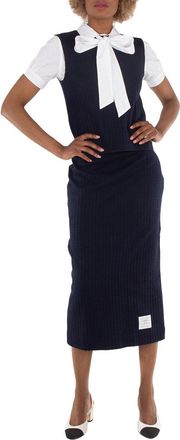 Thom Browne Gingham Jacquard Cotton Midi Skirt