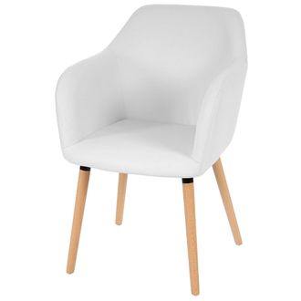 Hhg Hhg - Nunca Usado] Silla De Comedor Malm&ouml; T381, Silla Silla De Cocina, Dise&ntilde;o Retro A&ntilde;os 50, Polipiel, Blanco, Patas Claras