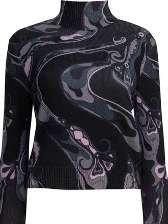 Pucci Wool Turtleneck Sweater With Print