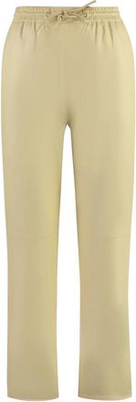 Yves Salomon Verstelbare leren broek met trekkoord bij de enkels - Dames - Sweatpants - Geel - XS - Polyester - Broeken