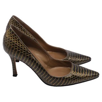 Manolo Blahnik Python Pumps in Animal Print Leather