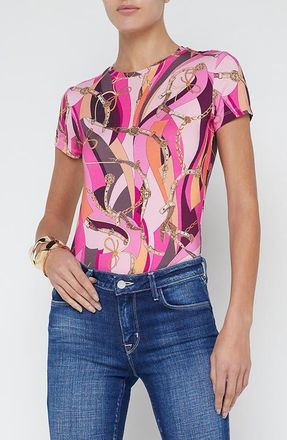L'agence Ressi Swirl Print T-Shirt in Pink Buckle Swirl at Nordstrom, Size Xx-Small