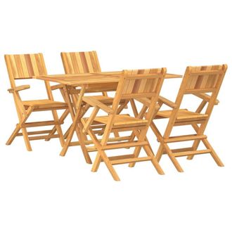 Berkfield Home 5 Piece Garden Dining Set Solid Wood Teak in Brown