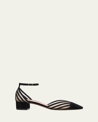 Aquazzura 35mm Alana Suede Ankle-Strap Pumps