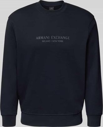 A|X Armani Exchange Sweatshirt mit Label-Print und Rundhalsausschnitt in Marine, Größe XXL