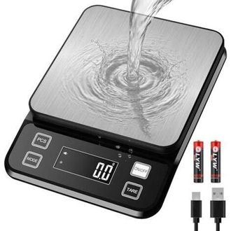 OEM Balanza De Cocina Impermeable Ipx67, Capacidad De 10 Kg, Balanza Digital De 0,1 G Con Gran Superficie De Pesaje De Acero Inoxidable, Balanza De Alimen