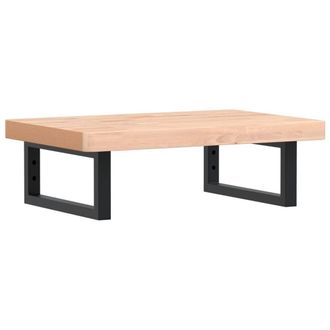 Berkfield Home Basin Shelf Wall Mounted Steel & Solid Wood Beech in Natural