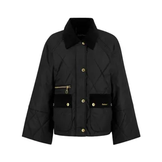 Barbour Dames, Jassen, Zwart, Maat: S Leer