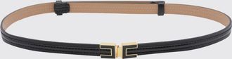 Elisabetta Franchi Cintura in pelle di vitello con fibbia monogram smaltata