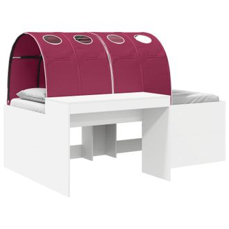 vidaXL Cama Con T&uacute;nel 4 Uds. Blanco Y Rojo Madera De Ingenier&iacute;a Vidaxl