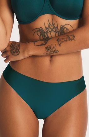 Savage x Fenty Microfiber No-Show Thong in Green Demeanor at Nordstrom, Size X-Large