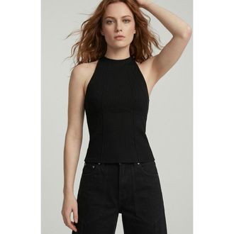 Anatomie Callie Rib Halter Top with Seam Shaping in Black at Nordstrom, Size X-Small
