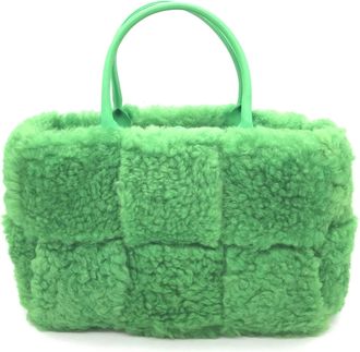 Bottega Veneta Bottega Veneta Arco Tote Intrecciato Shearling Womens Small (Pre-Owned)