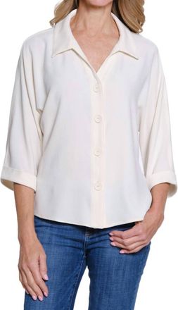 Multiples Turn-Up Cuff Dolman Button Front Shirt In Soft Ivory