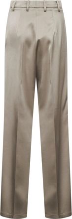 Blanca Vita Womens Chalk Satin Straight Trousers Beige Polyester