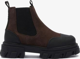 Ganni Brown Cleated Low Chelsea Boots in