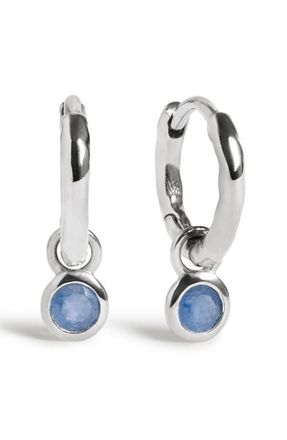 Monica Vinader Birthstone Huggie Hoop Earrings in Sterling Silver/blue Sapph at Nordstrom