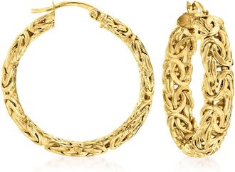 Ross-Simons 18kt Gold Over Sterling Medium Byzantine Hoop Earrings