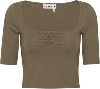 Remain Cropped Ballerina Top in Walnoot - Dames - Blouses - Bruin - M - Overhemden