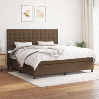 vidaXL Cama Box Spring Con Colch&oacute;n Tela Marr&oacute;n Oscuro 200x200 Cm Vidaxl