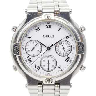 Gucci Pre-owned Watches, male, White, Size: ONE SIZE Pre-owned Stainless Steel Chronograph