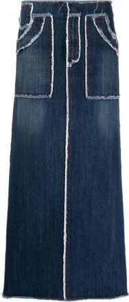 Jean Paul Gaultier 1990s distressed edges maxi denim skirt - women - Cotton - 42 - Blue