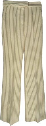 Galvan London Pinstripe Trousers in Cream Wool