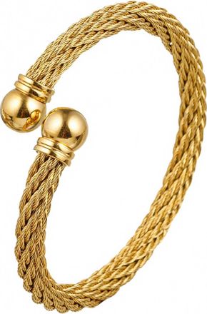 Eye Candy Los Angeles Cody Titanium Cable Wire Cuff Bracelet A Tingh In Gold