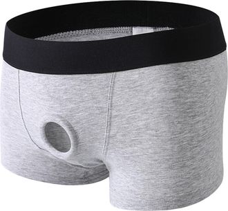 Generic Boxer Shorts Mens Sexy Open Front Underwear Briefs Hollow Underwear Cut Out Bikini Men Undie, gray, XXL