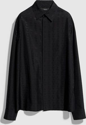 Gucci Silk Habotai Shirt With Jacquard Detail, Black