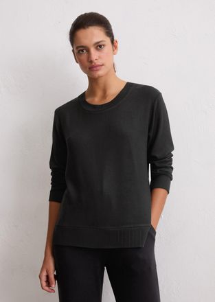 Marc O'Polo Longsleeve MARC OPOLO, Damen, Gr. XS, schwarz, Web, Obermaterial: 95% Modal, 5% Elasthan, h&uuml;ftbedeckend, Rundhals, Shirts Longsleeve, weiter Rundhalsa