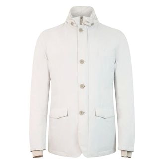 Herno Jassen, Heren, Beige, 2Xl, Polyester, Lichtgewicht Jas met Hoge Kraag