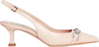 Ninalilou Beige Leren Slingback Sandalen - Dames - Pumps - Beige - 37 1/2 EU - Leer - Schoenen